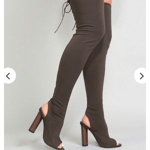 Public Desire Sidney Peep-toe Sock Boots